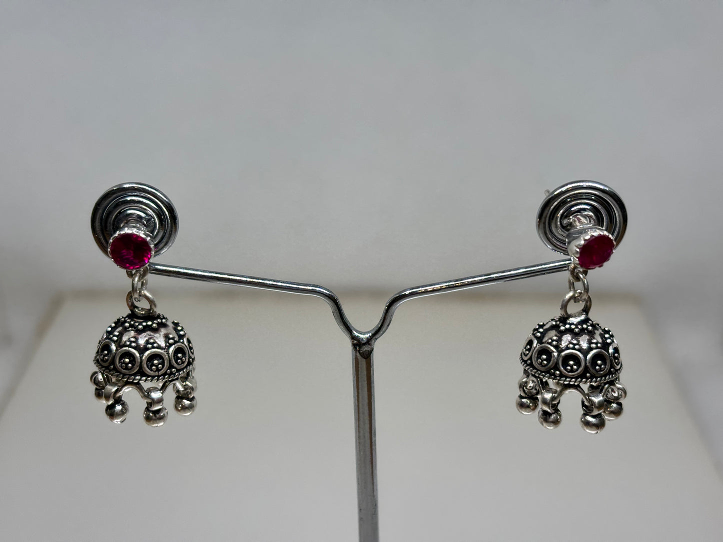 Silver stone earring