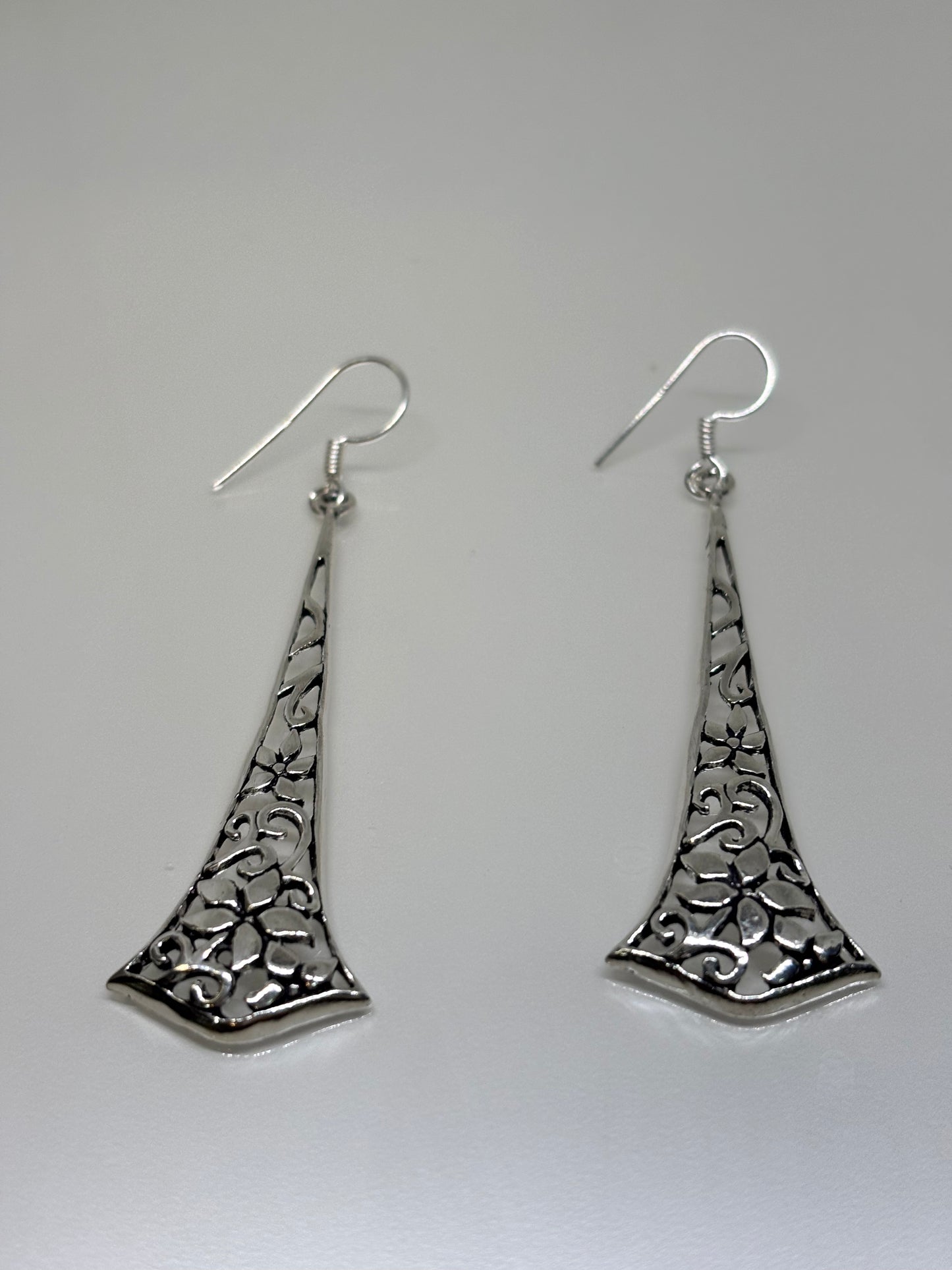 Silver hand crafted long earring