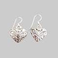 Vintage Filigree Heart Dangle Earrings