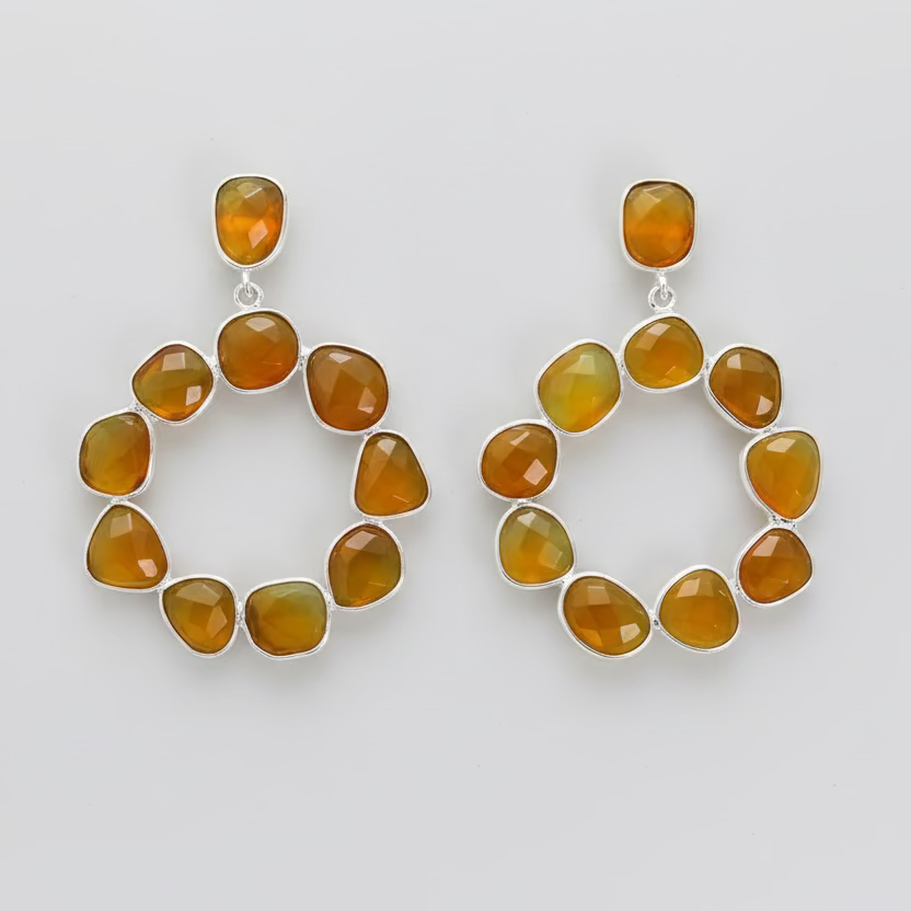 Golden Glaze Amber Wreath Drop Earrings