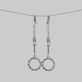 Linear Twist Sterling Silver Long Drop Earrings