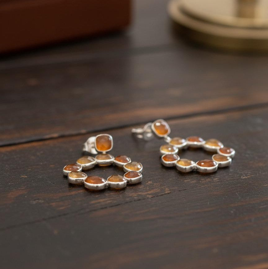 Golden Glaze Amber Wreath Drop Earrings