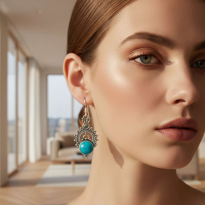 Firoza-Chhavi Tribal Earrings.