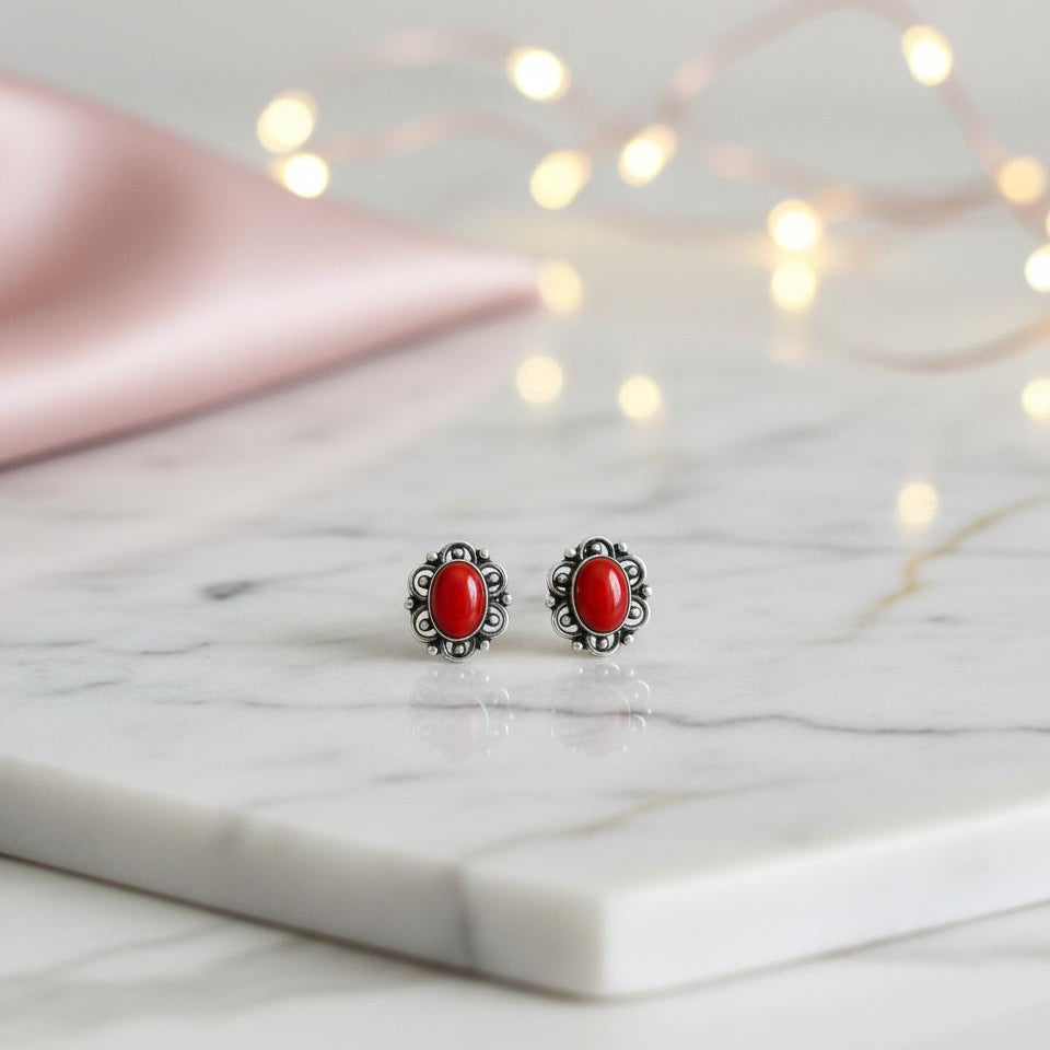 Vintage Bloom Sterling Silver Gemstone Studs