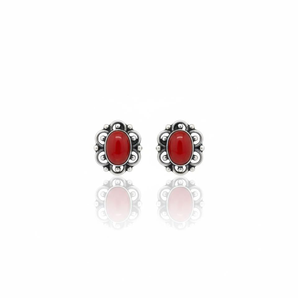 Vintage Bloom Sterling Silver Gemstone Studs