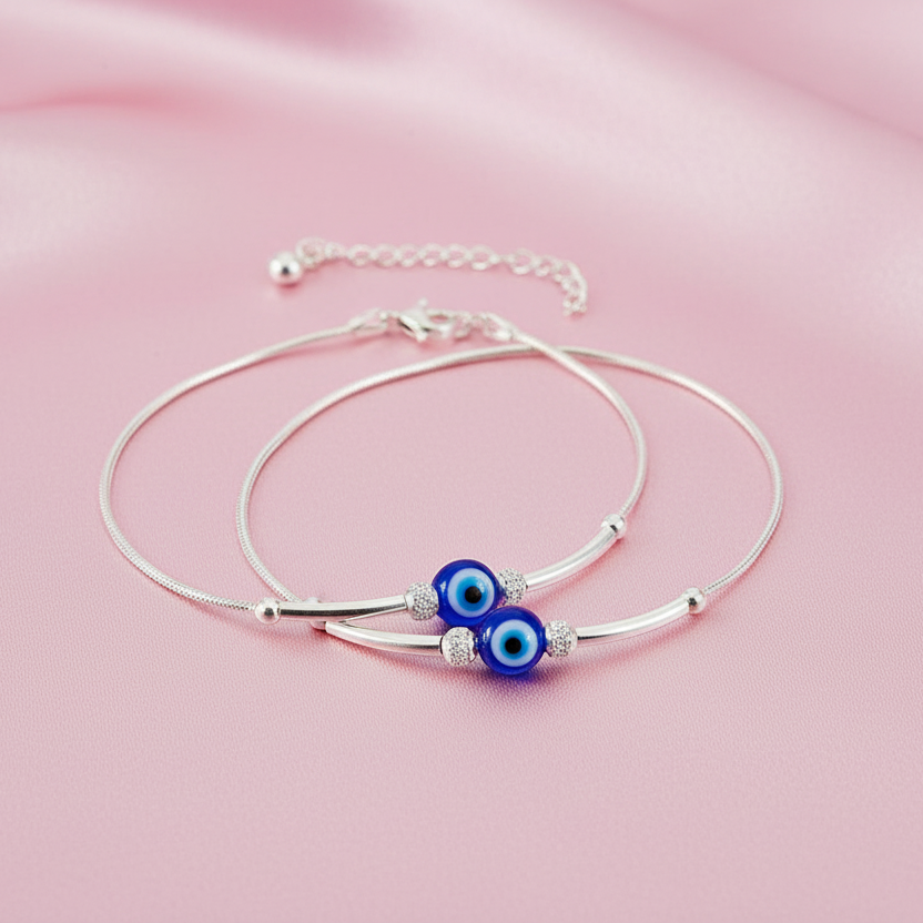 Evil Eye Sterling Silver Anklet