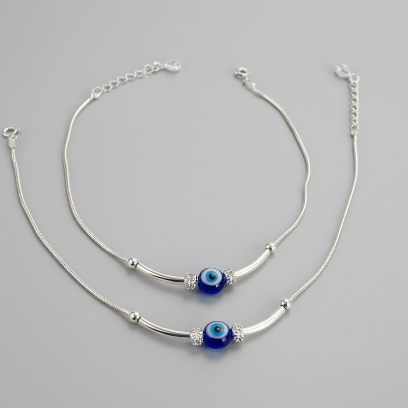 Evil Eye Sterling Silver Anklet