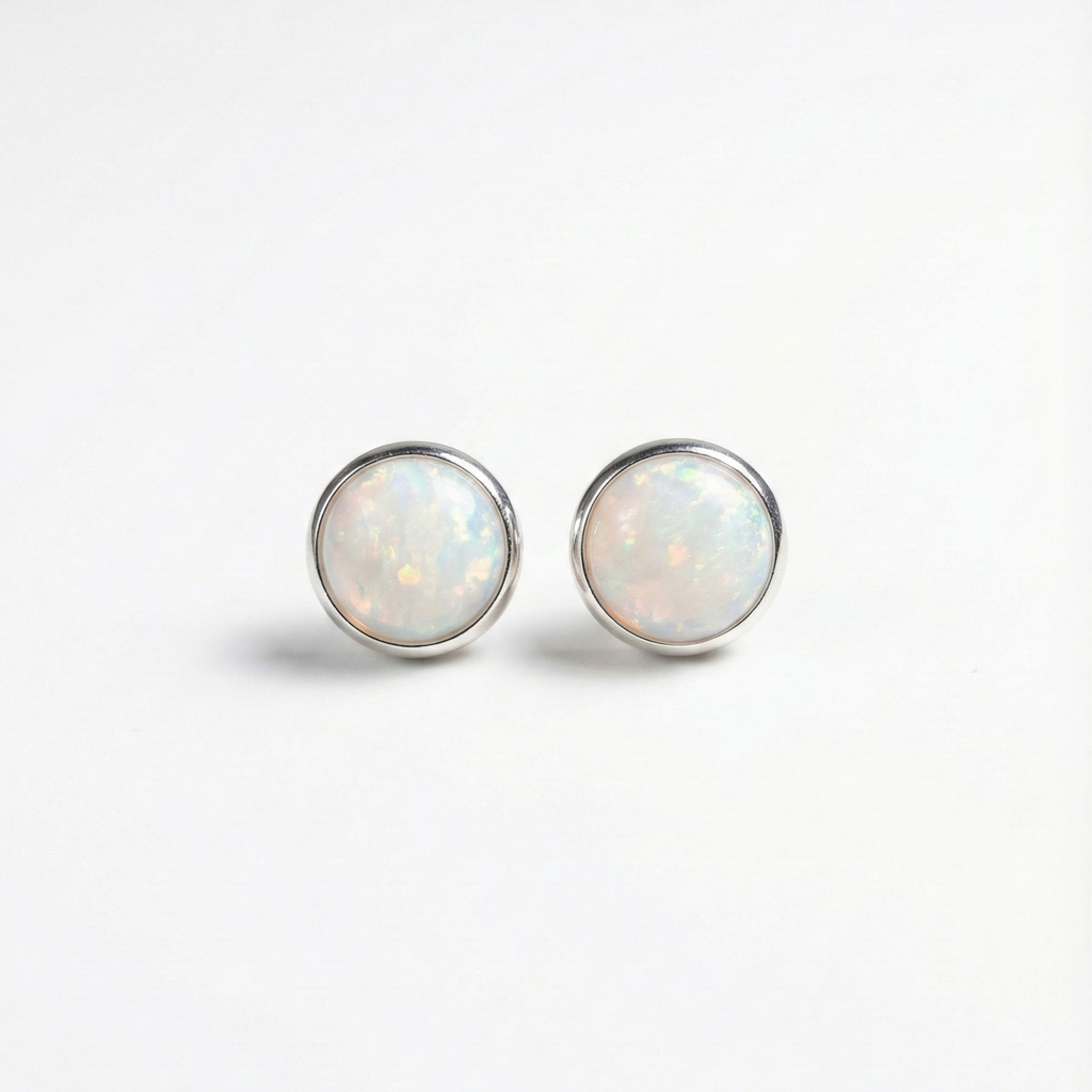 The Indu 925 Silver Opal Studs