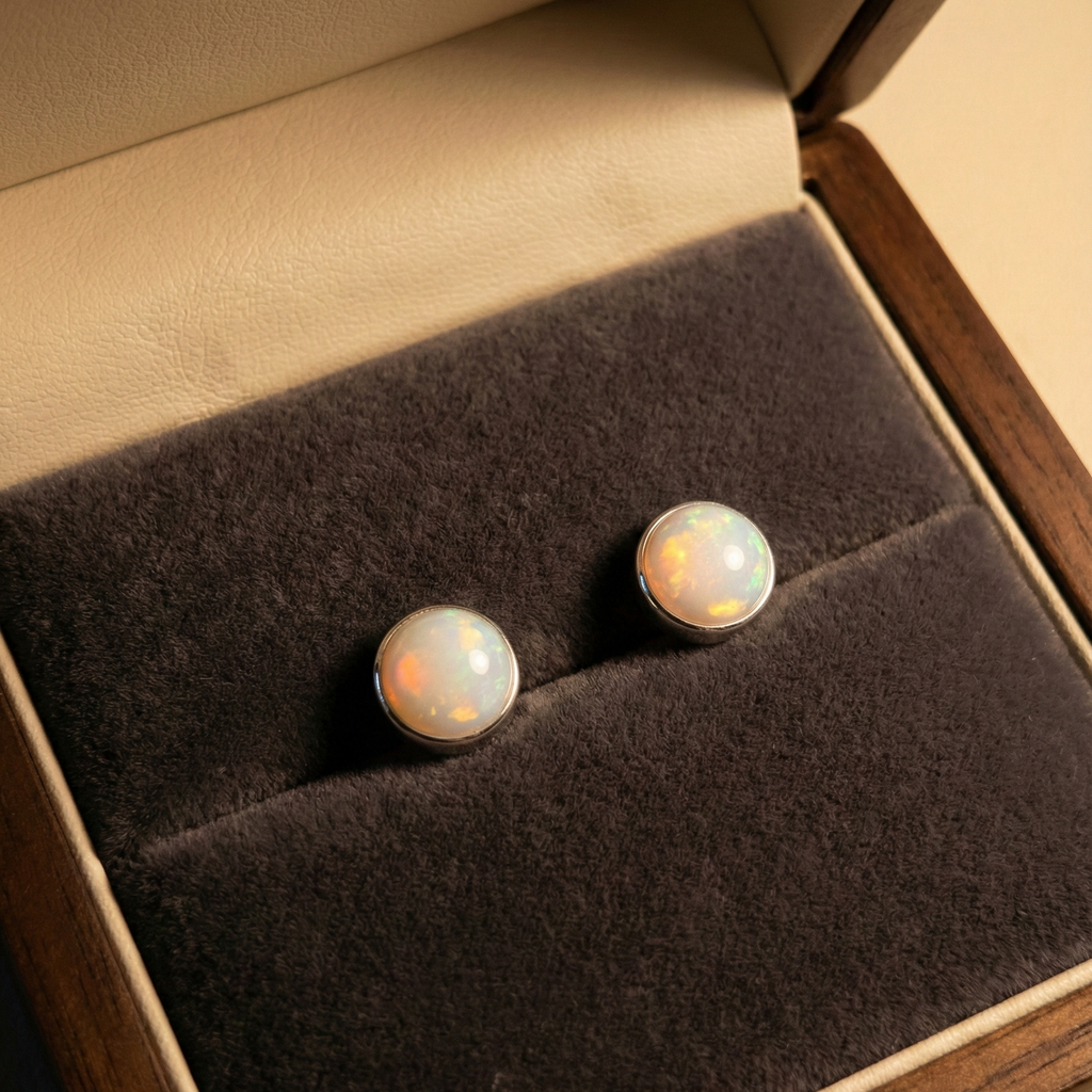 The Indu 925 Silver Opal Studs