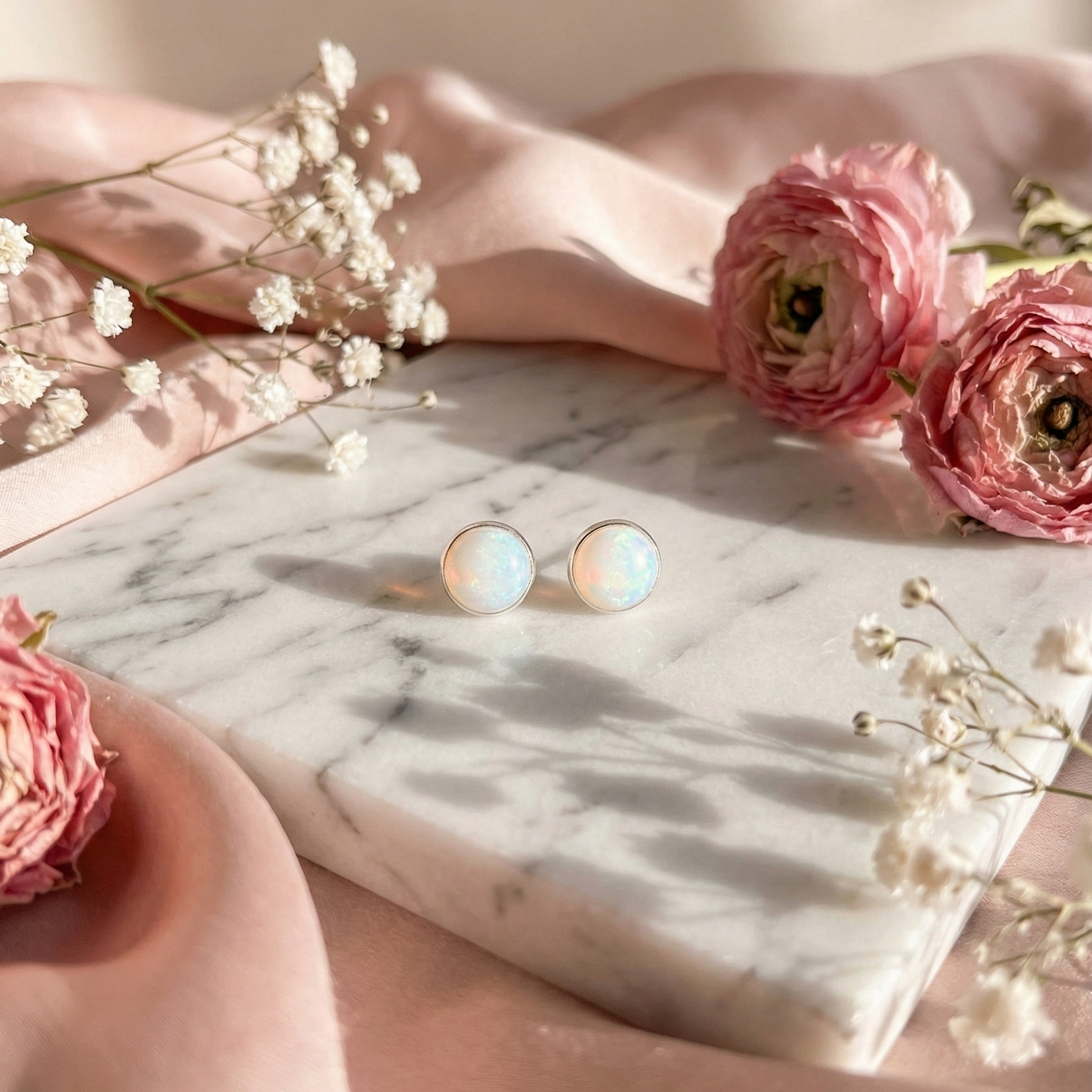 The Indu 925 Silver Opal Studs