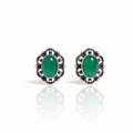 Emerald Green and red Onyx Vintage Studs
