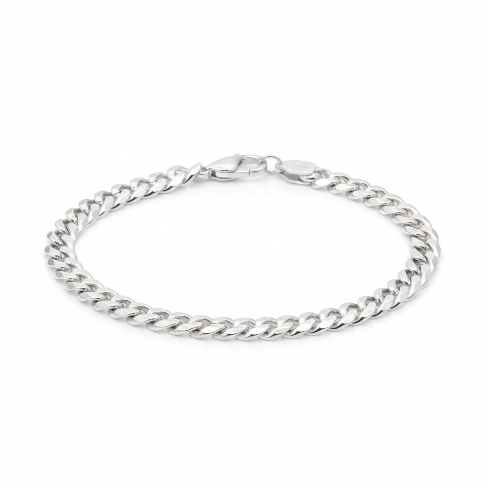Viraj 925 Silver Curb Bracelet