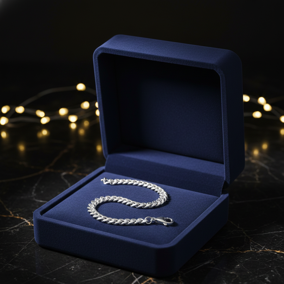 Viraj 925 Silver Curb Bracelet