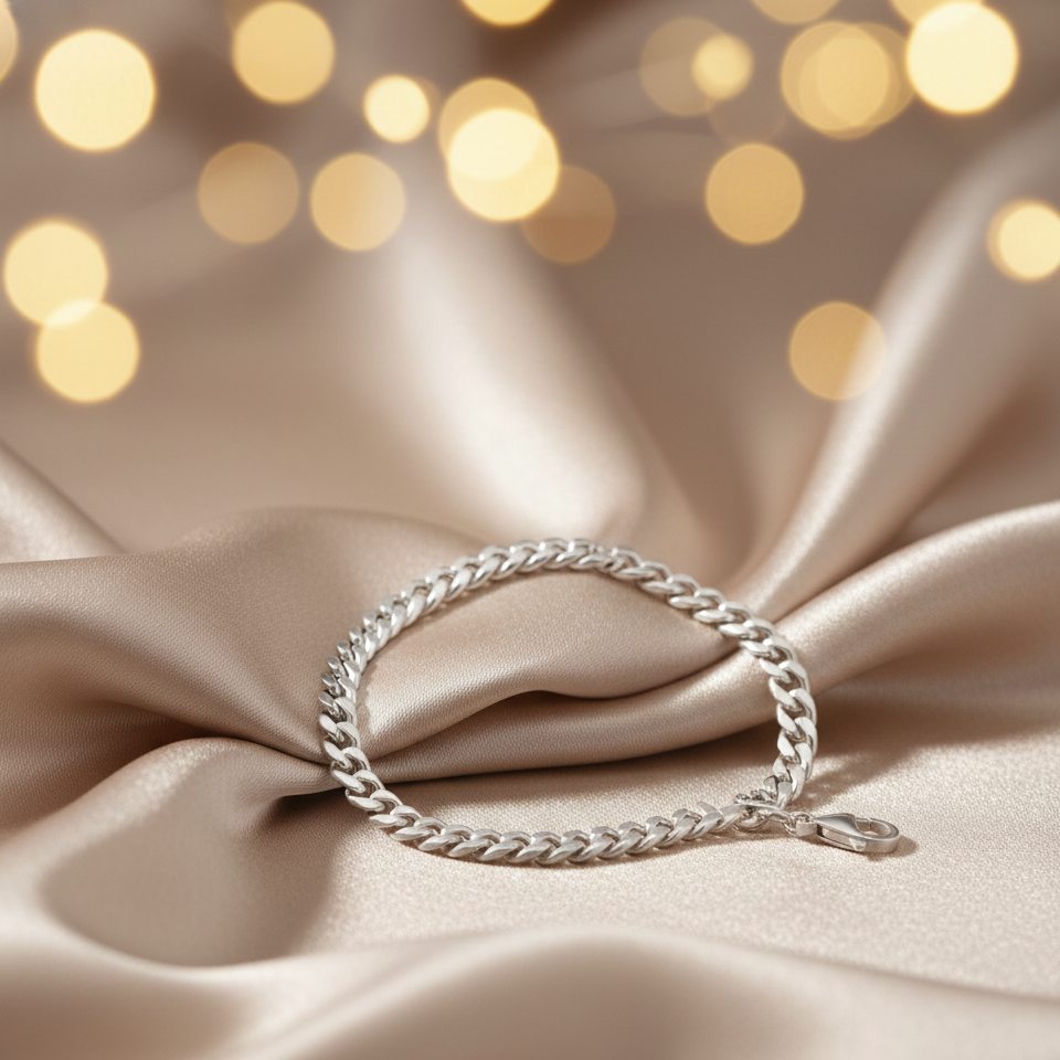 Viraj 925 Silver Curb Bracelet