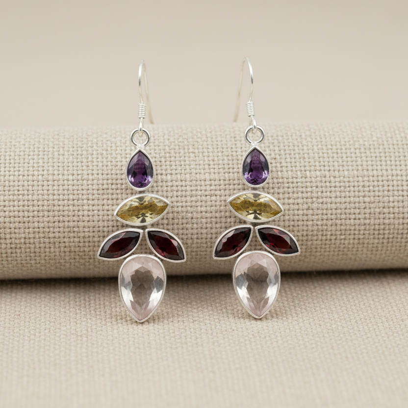 Aurora Multi-Gemstone Cascade Drops