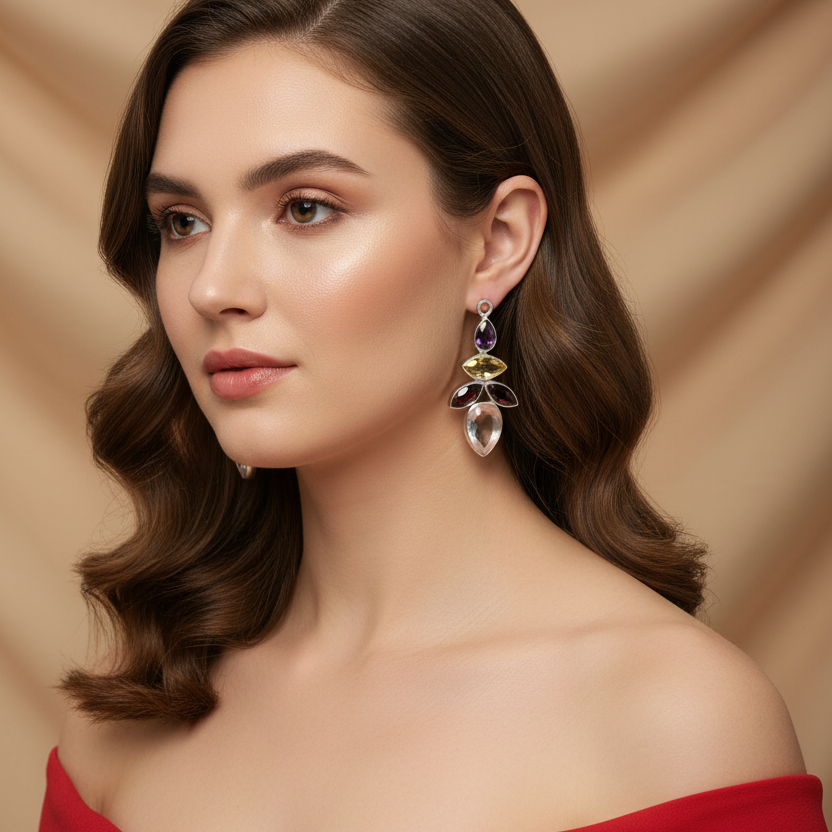 Aurora Multi-Gemstone Cascade Drops