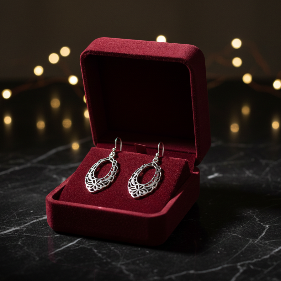 Artisan-Crafted Sterling Silver Floral Lace Drops
