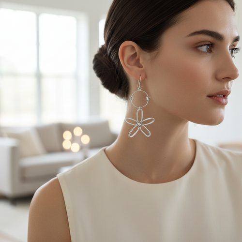 Butterfly & Floral Hoop Drop Earrings