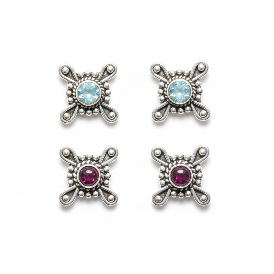 Ratna Silver Mandala Studs