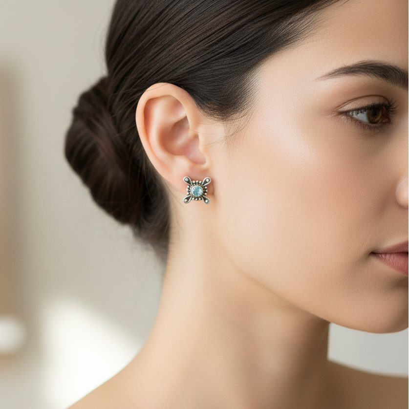 Ratna Silver Mandala Studs