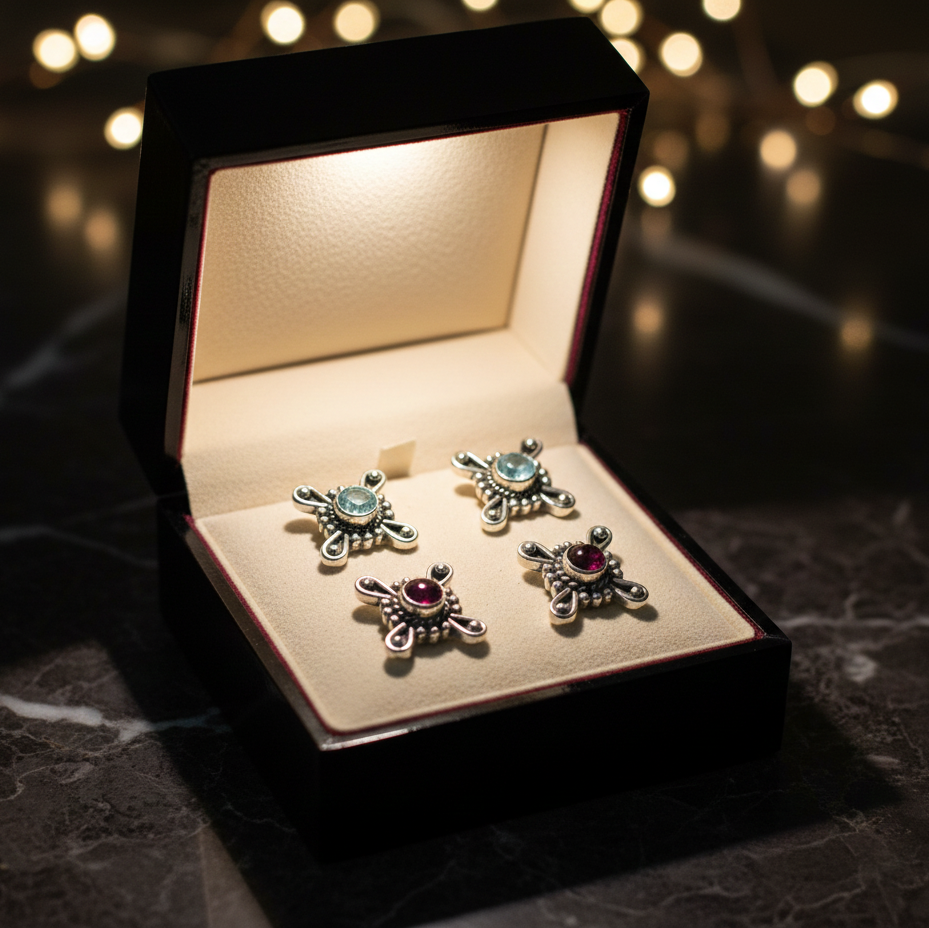 Ratna Silver Mandala Studs
