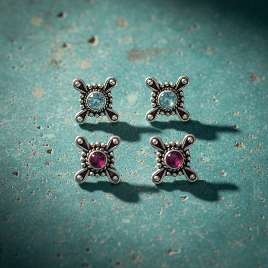Ratna Silver Mandala Studs