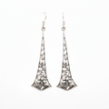 Floral Filigree Oxidised Silver Long Drop Earrings