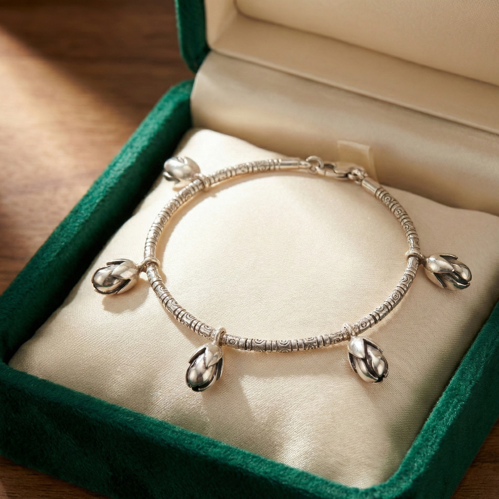 Kusum Silver Bud Bracelet