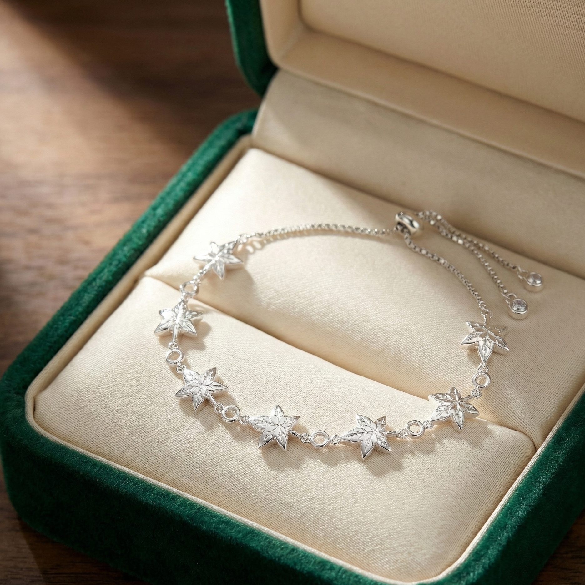 Pallavi Sterling Silver Leaf Slider