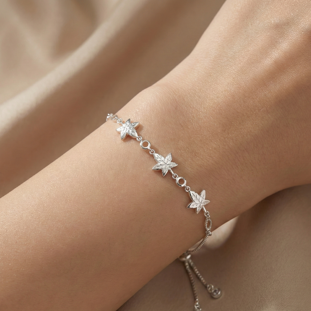 Pallavi Sterling Silver Leaf Slider