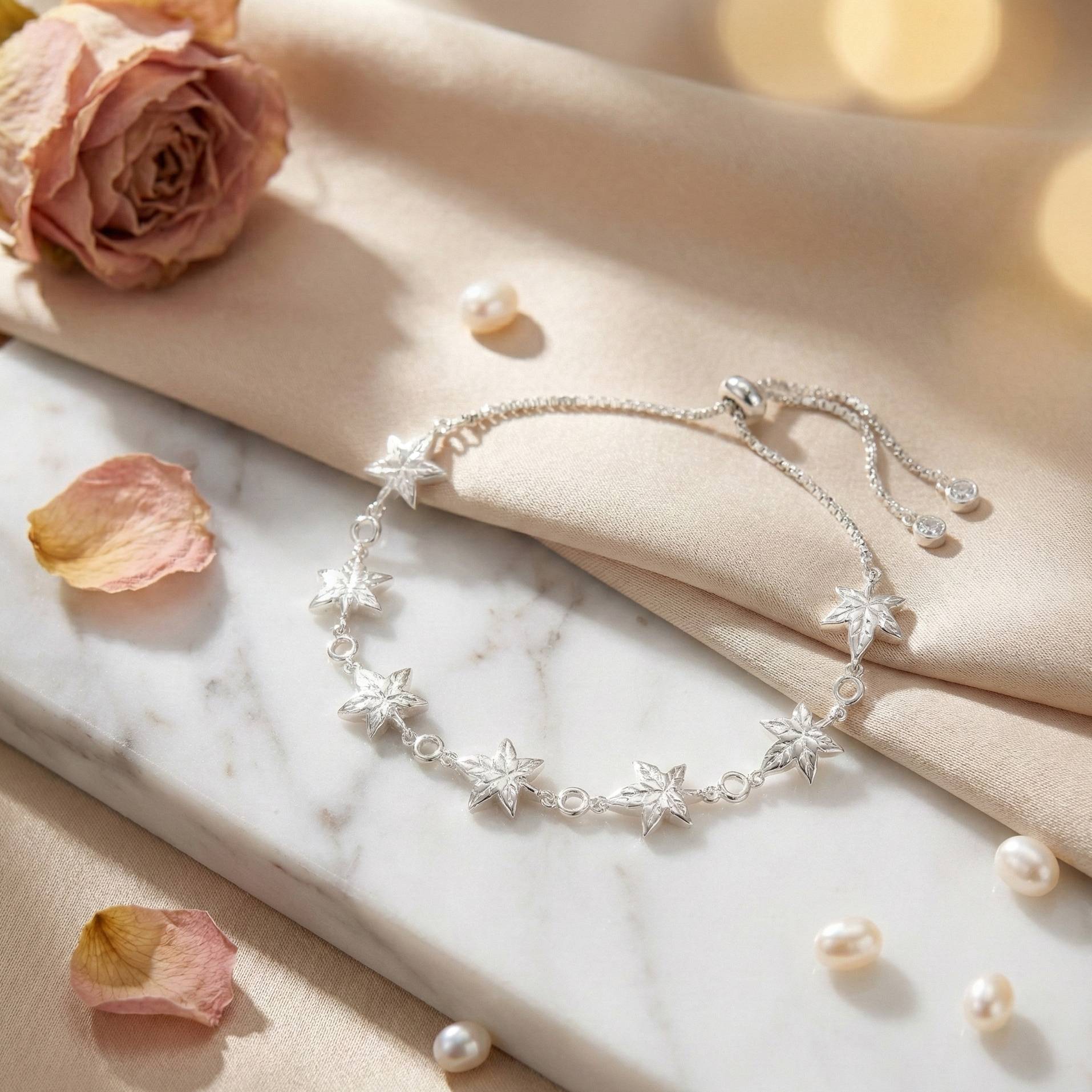 Pallavi Sterling Silver Leaf Slider