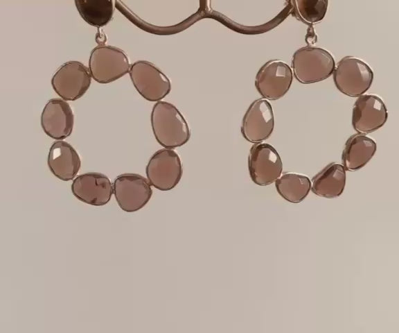 Smoky Orbit Faceted Quartz Drop Earrings