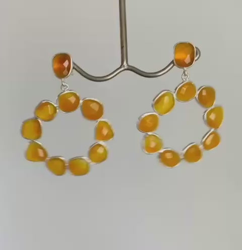 Golden Glaze Amber Wreath Drop Earrings